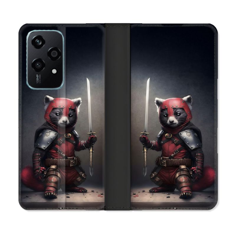 Housse cuir portefeuille Pour Honor 200 Lite 5G Animal Raton Samouraï