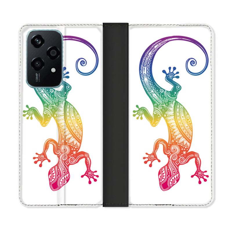 Housse cuir portefeuille Pour Honor 200 Lite 5G Animal Salamandre Color