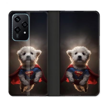 Housse cuir portefeuille Pour Honor 200 Lite 5G Animal Super Chien
