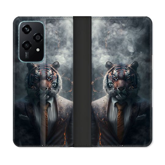 Housse cuir portefeuille Pour Honor 200 Lite 5G Animal Tigre Business