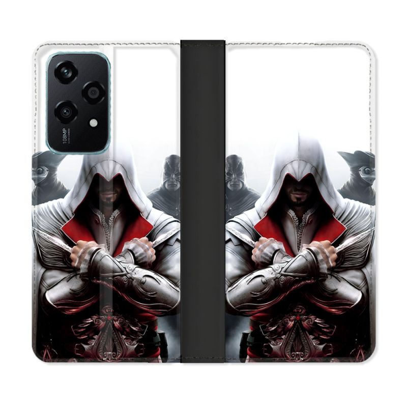 Housse cuir portefeuille Pour Honor 200 Lite 5G Assassin Creed Mask