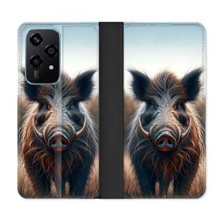 Housse cuir portefeuille Pour Honor 200 Lite 5G Chasse Sanglier Attaque