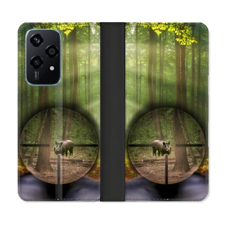 Housse cuir portefeuille Pour Honor 200 Lite 5G Chasse Sanglier Viseur