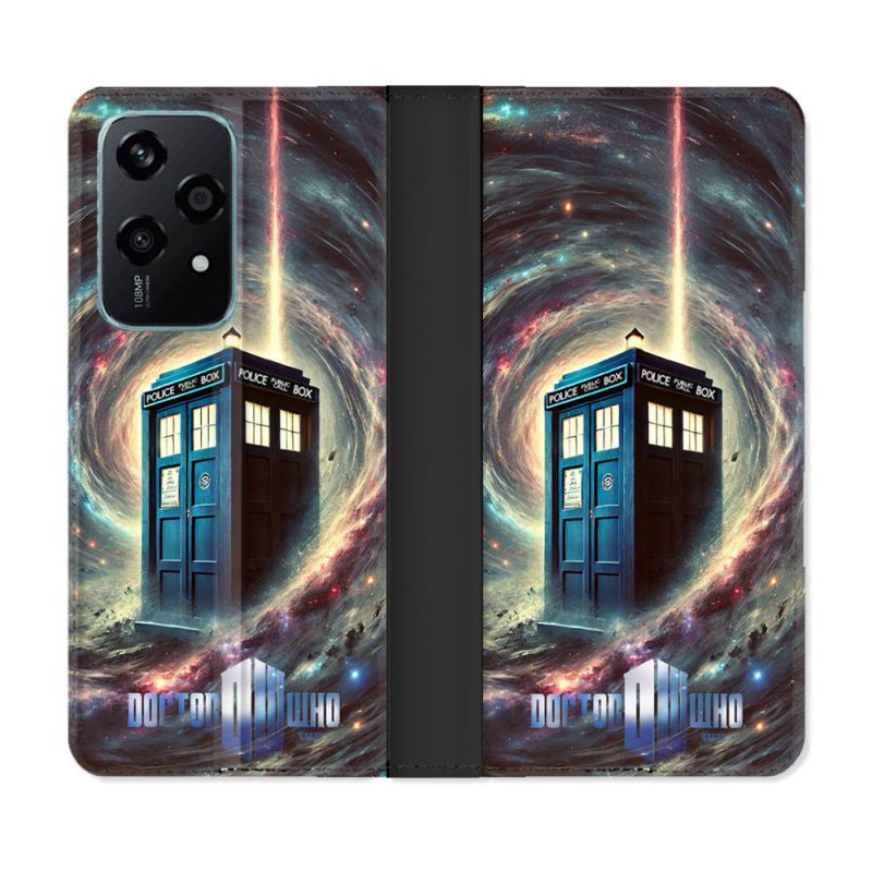 Housse cuir portefeuille Pour Honor 200 Lite 5G Dr Who Tardis Univers