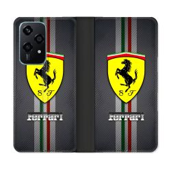 Housse cuir portefeuille Pour Honor 200 Lite 5G Ferrari Carbone