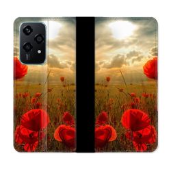 Housse cuir portefeuille Pour Honor 200 Lite 5G Fleur Coquelicot