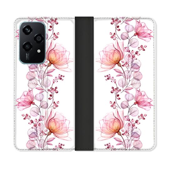 Housse cuir portefeuille Pour Honor 200 Lite 5G Fleur Eclosion