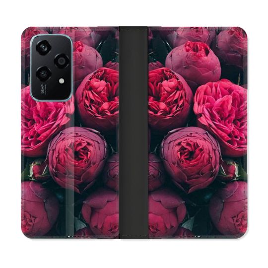 Housse cuir portefeuille Pour Honor 200 Lite 5G Fleur Pivoine