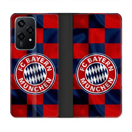 Housse cuir portefeuille Pour Honor 200 Lite 5G Foot Bayern Munich Carreaux