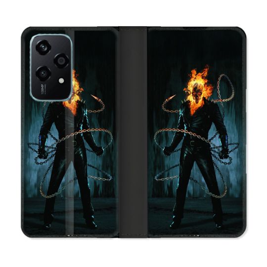 Housse cuir portefeuille Pour Honor 200 Lite 5G Ghost Rider