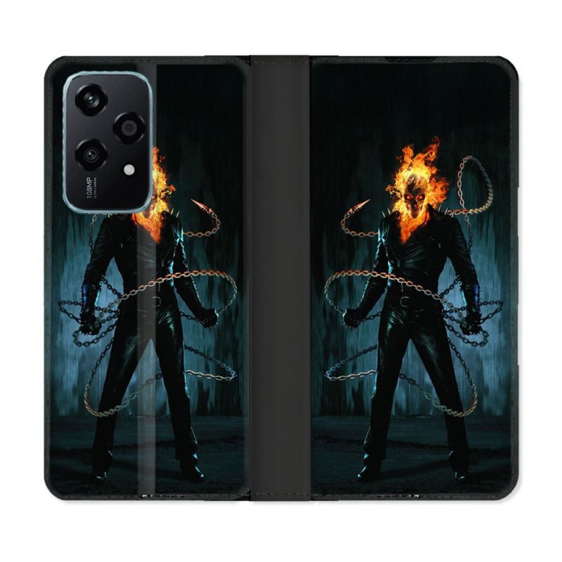 Housse cuir portefeuille Pour Honor 200 Lite 5G Ghost Rider