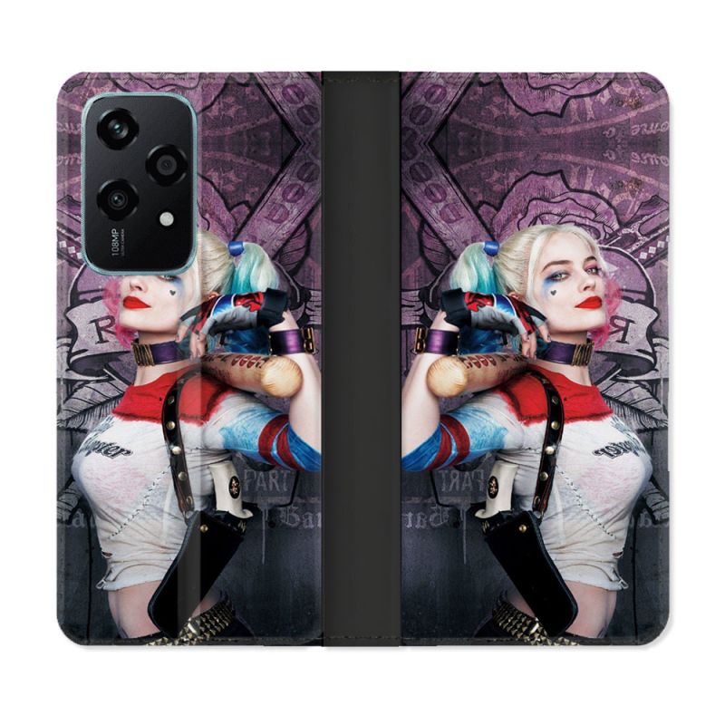 Housse cuir portefeuille Pour Honor 200 Lite 5G Harley Quinn Batte