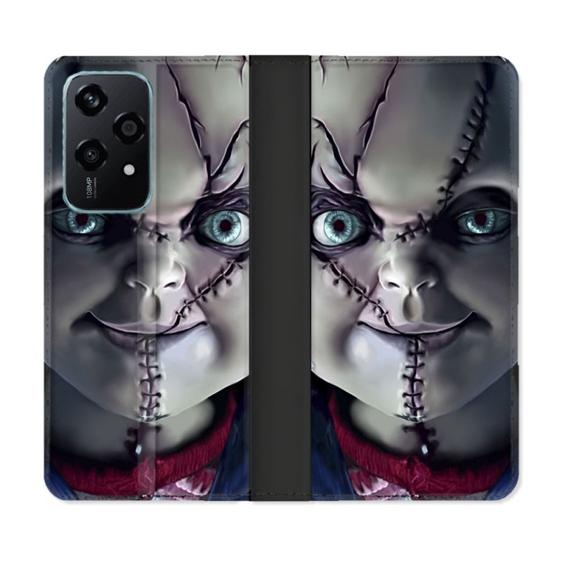 Housse cuir portefeuille Pour Honor 200 Lite 5G Horreur Chucky Cicatrice
