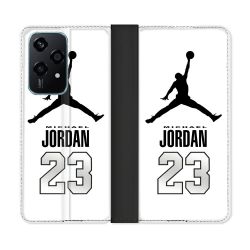 Housse cuir portefeuille Pour Honor 200 Lite 5G Jordan 23 Blanc