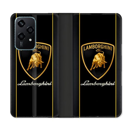 Housse cuir portefeuille Pour Honor 200 Lite 5G Lamborghini Carbone