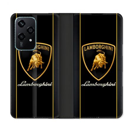 Housse cuir portefeuille Pour Honor 200 Lite 5G Lamborghini Carbone