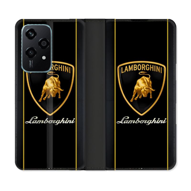 Housse cuir portefeuille Pour Honor 200 Lite 5G Lamborghini Carbone