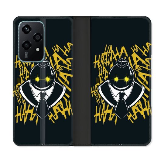 Housse cuir portefeuille Pour Honor 200 Lite 5G Manga Assassination Classroom Kuro Noir
