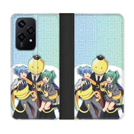Housse cuir portefeuille Pour Honor 200 Lite 5G Manga Assassination Classroom Kuro Trio