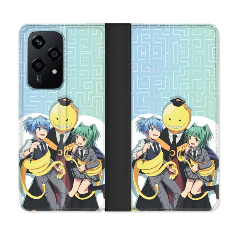 Housse cuir portefeuille Pour Honor 200 Lite 5G Manga Assassination Classroom Kuro Trio