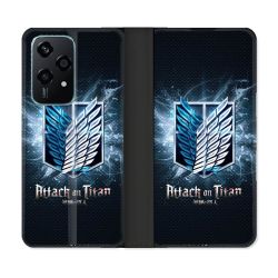 Housse cuir portefeuille Pour Honor 200 Lite 5G Manga Attaque Titans Noir