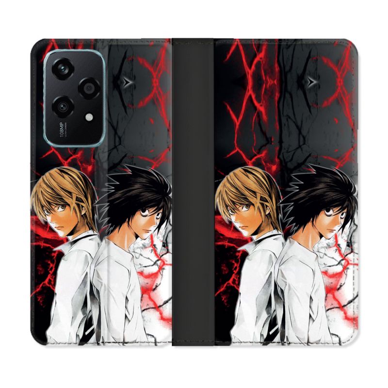 Housse cuir portefeuille Pour Honor 200 Lite 5G Manga Death Note Duo