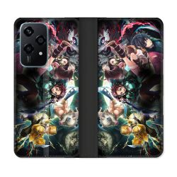 Housse cuir portefeuille Pour Honor 200 Lite 5G Manga Demon Slayer Groupe