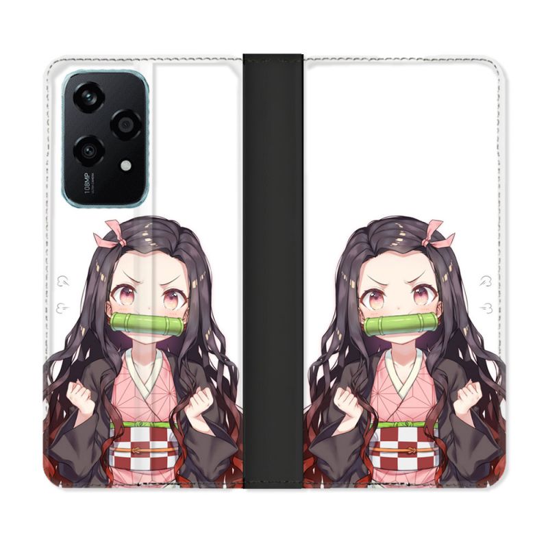 Housse cuir portefeuille Pour Honor 200 Lite 5G Manga Demon Slayer Nezuko