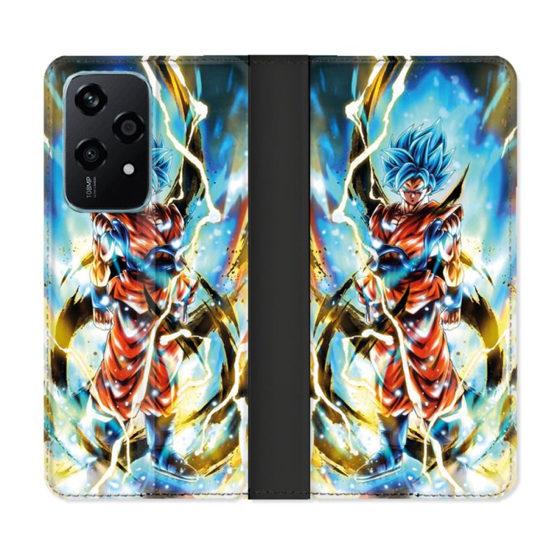 Housse cuir portefeuille Pour Honor 200 Lite 5G Manga Dragon Ball Sangoku Blanc