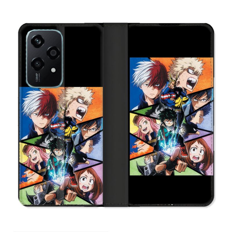 Housse cuir portefeuille Pour Honor 200 Lite 5G Manga My Hero Academia Noir