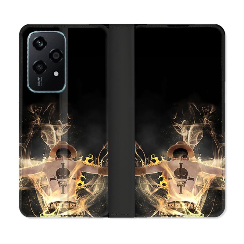 Housse cuir portefeuille Pour Honor 200 Lite 5G Manga One Piece Ace Noir