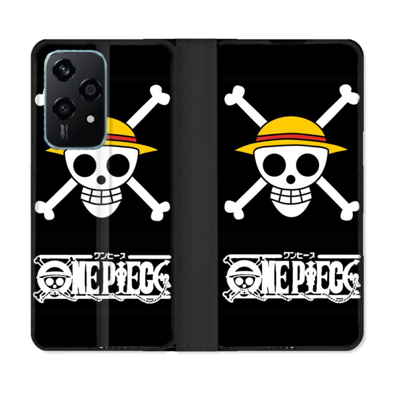 Housse cuir portefeuille Pour Honor 200 Lite 5G Manga One Piece Tete de Mort