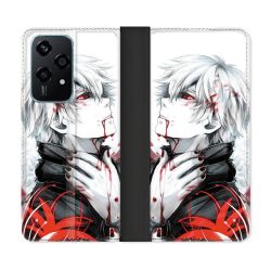 Housse cuir portefeuille Pour Honor 200 Lite 5G Manga Tokyo Ghoul Kaneki Blanc