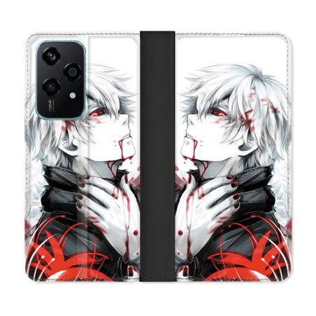 Housse cuir portefeuille Pour Honor 200 Lite 5G Manga Tokyo Ghoul Kaneki Blanc