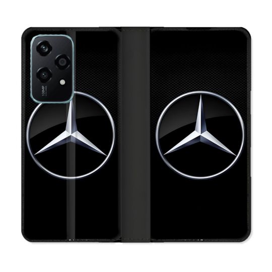 Housse cuir portefeuille Pour Honor 200 Lite 5G Mercedes Carbone