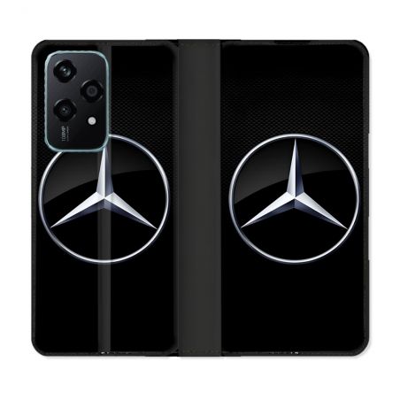 Housse cuir portefeuille Pour Honor 200 Lite 5G Mercedes Carbone