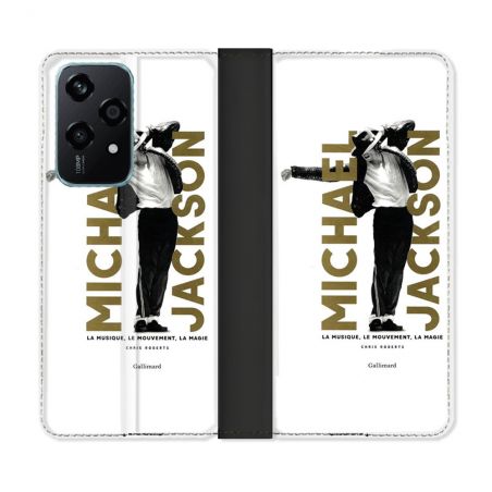 Housse cuir portefeuille Pour Honor 200 Lite 5G Michael Jackson Blanc