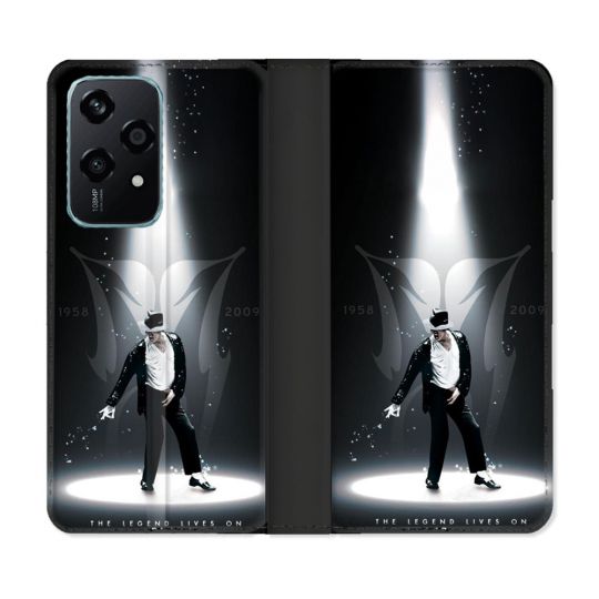 Housse cuir portefeuille Pour Honor 200 Lite 5G Michael Jackson Noir