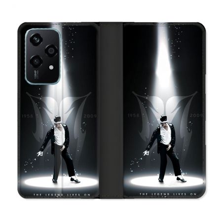 Housse cuir portefeuille Pour Honor 200 Lite 5G Michael Jackson Noir