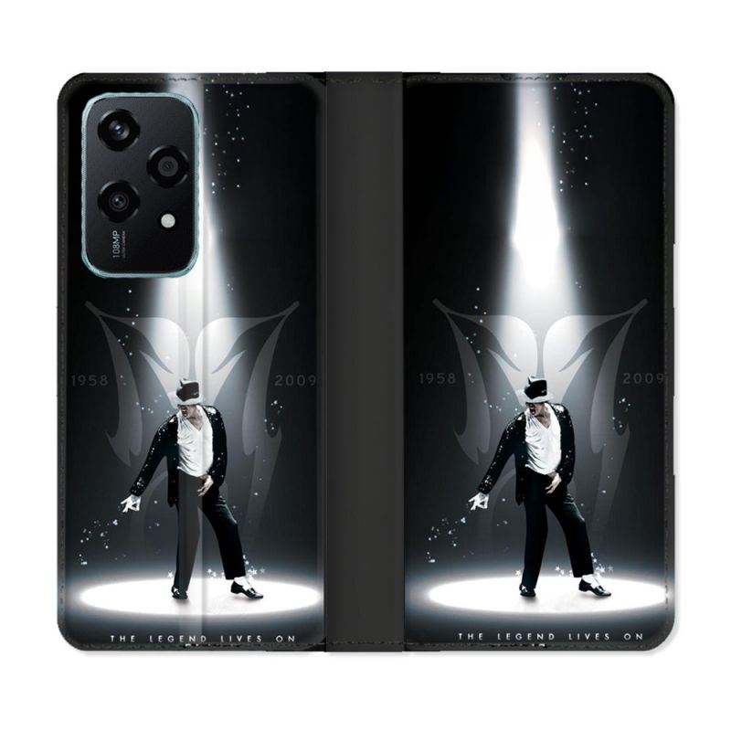 Housse cuir portefeuille Pour Honor 200 Lite 5G Michael Jackson Noir