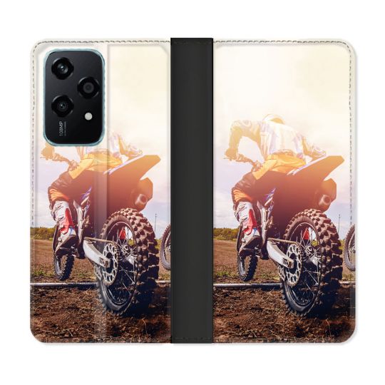 Housse cuir portefeuille Pour Honor 200 Lite 5G Moto Cross Soleil