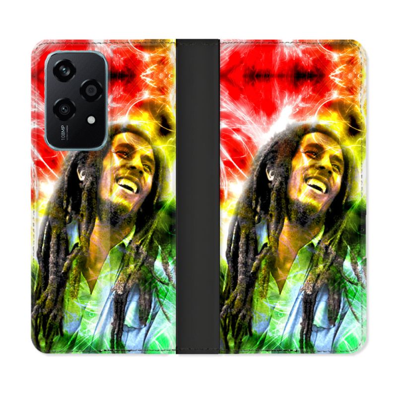 Housse cuir portefeuille Pour Honor 200 Lite 5G Musique Bob Marley Color