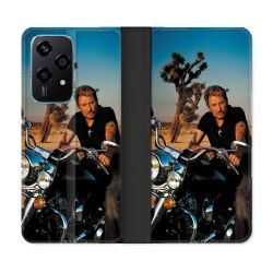 Housse cuir portefeuille Pour Honor 200 Lite 5G Musique Johnny Hallyday Moto