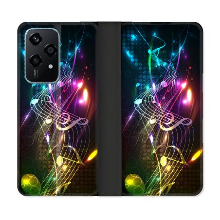 Housse cuir portefeuille Pour Honor 200 Lite 5G Musique Partition Multicolore