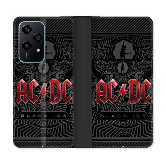 Housse cuir portefeuille Pour Honor 200 Lite 5G Musique Rock ACDC Rouge