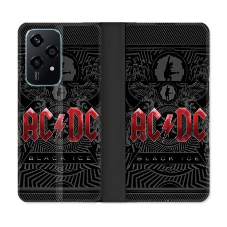Housse cuir portefeuille Pour Honor 200 Lite 5G Musique Rock ACDC Rouge