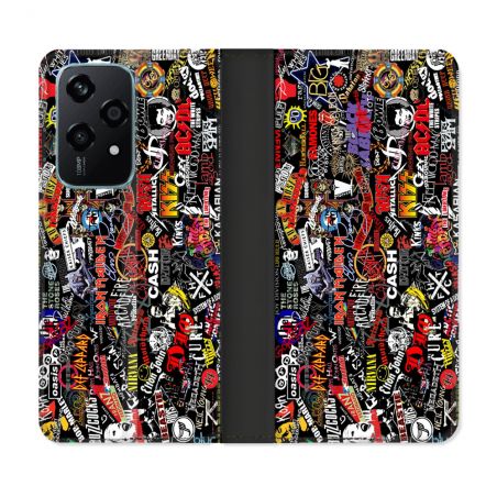 Housse cuir portefeuille Pour Honor 200 Lite 5G Musique Rock Groupe