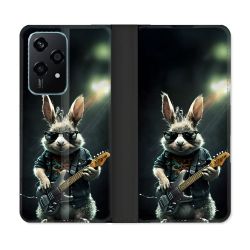 Housse cuir portefeuille Pour Honor 200 Lite 5G Musique Rock Lapin