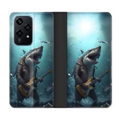 Housse cuir portefeuille Pour Honor 200 Lite 5G Musique Rock Requin