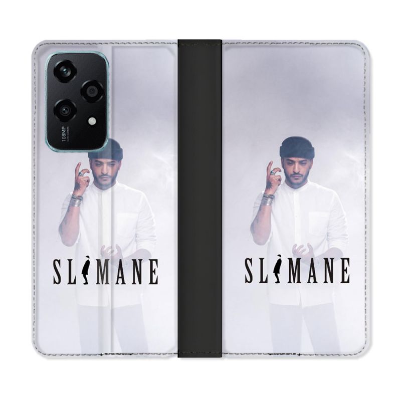 Housse cuir portefeuille Pour Honor 200 Lite 5G Musique Slimane Blanc